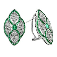 Emerald Diamond Clip-On Earrings