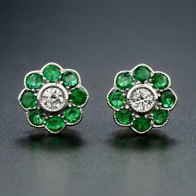 emerald cluster earrings