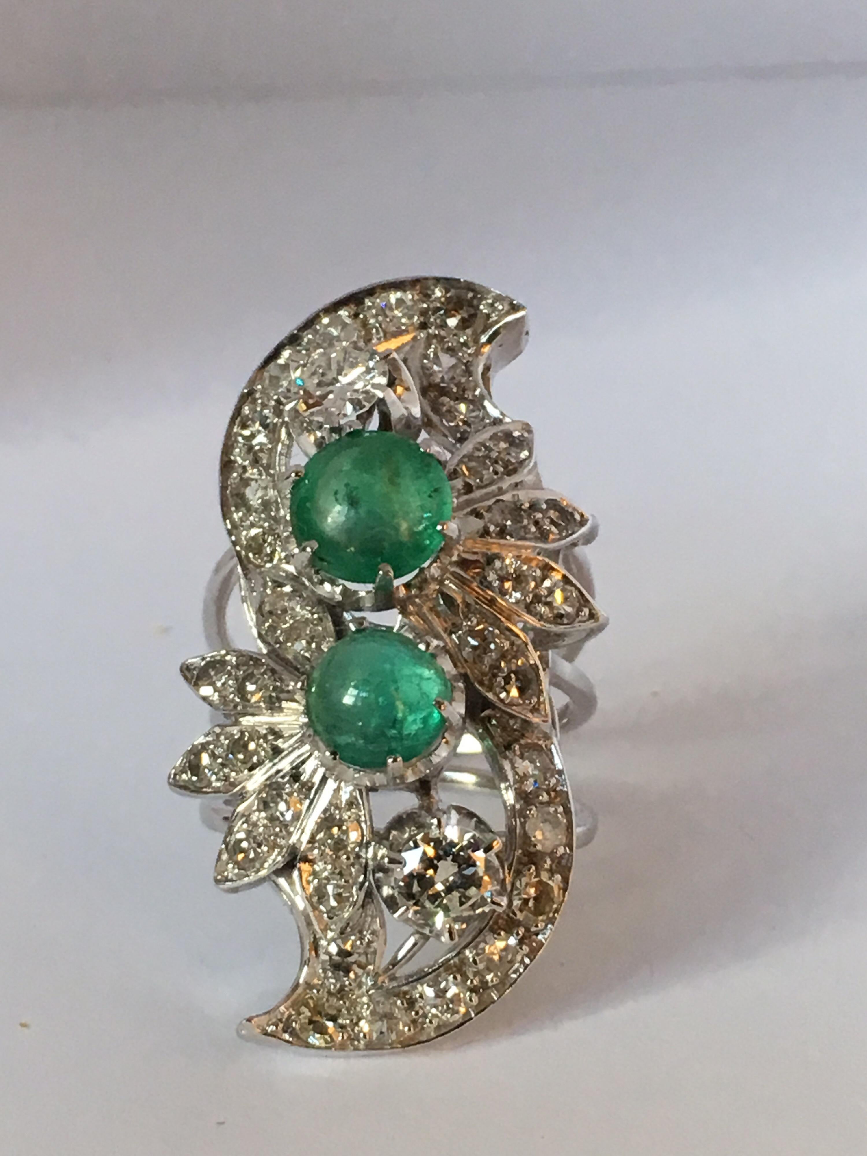 Emerald Diamond Cocktail Ring 12