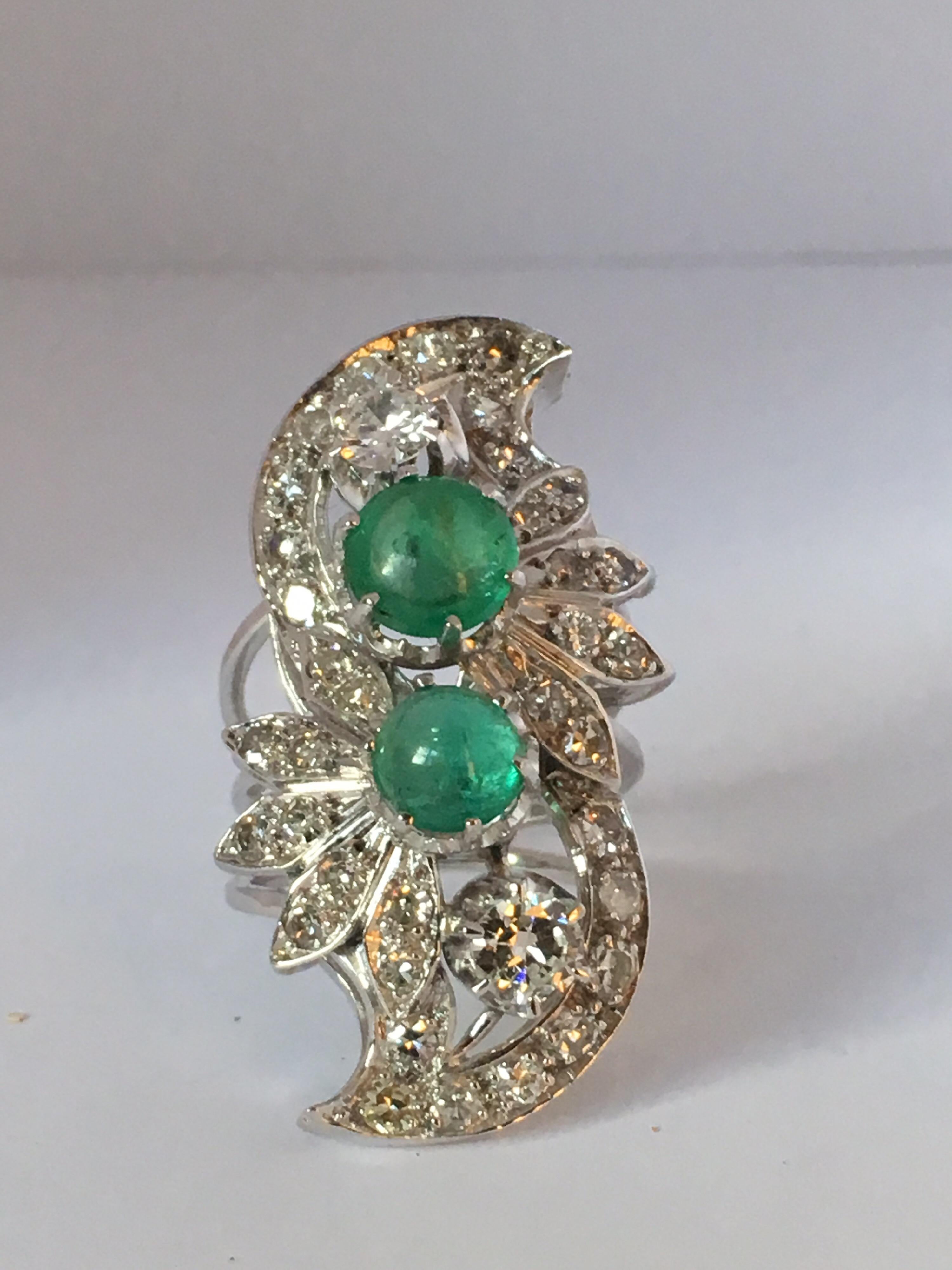 Emerald Diamond Cocktail Ring 15