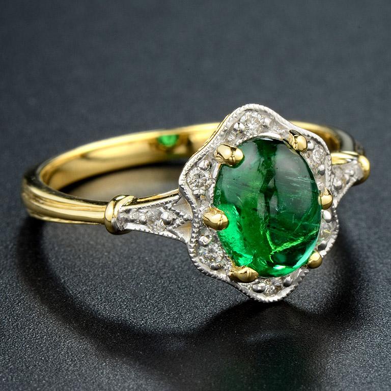 Victorian Emerald Diamond Cocktail Ring