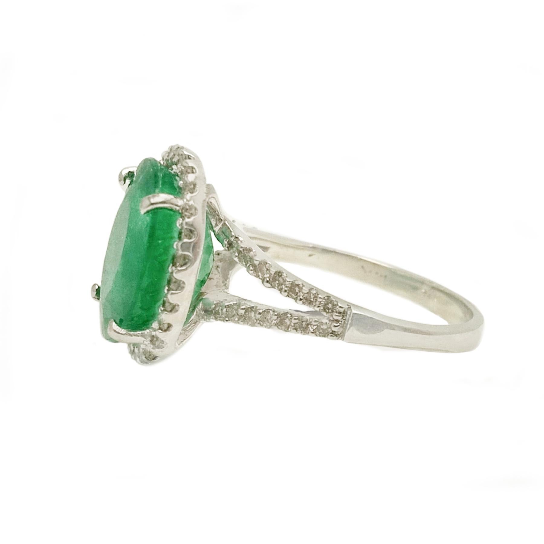 Women's or Men's Emerald Diamond Cocktail Ring