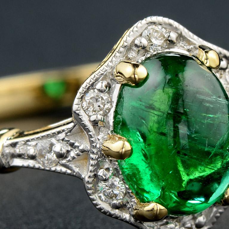 Women's Emerald Diamond Cocktail Ring