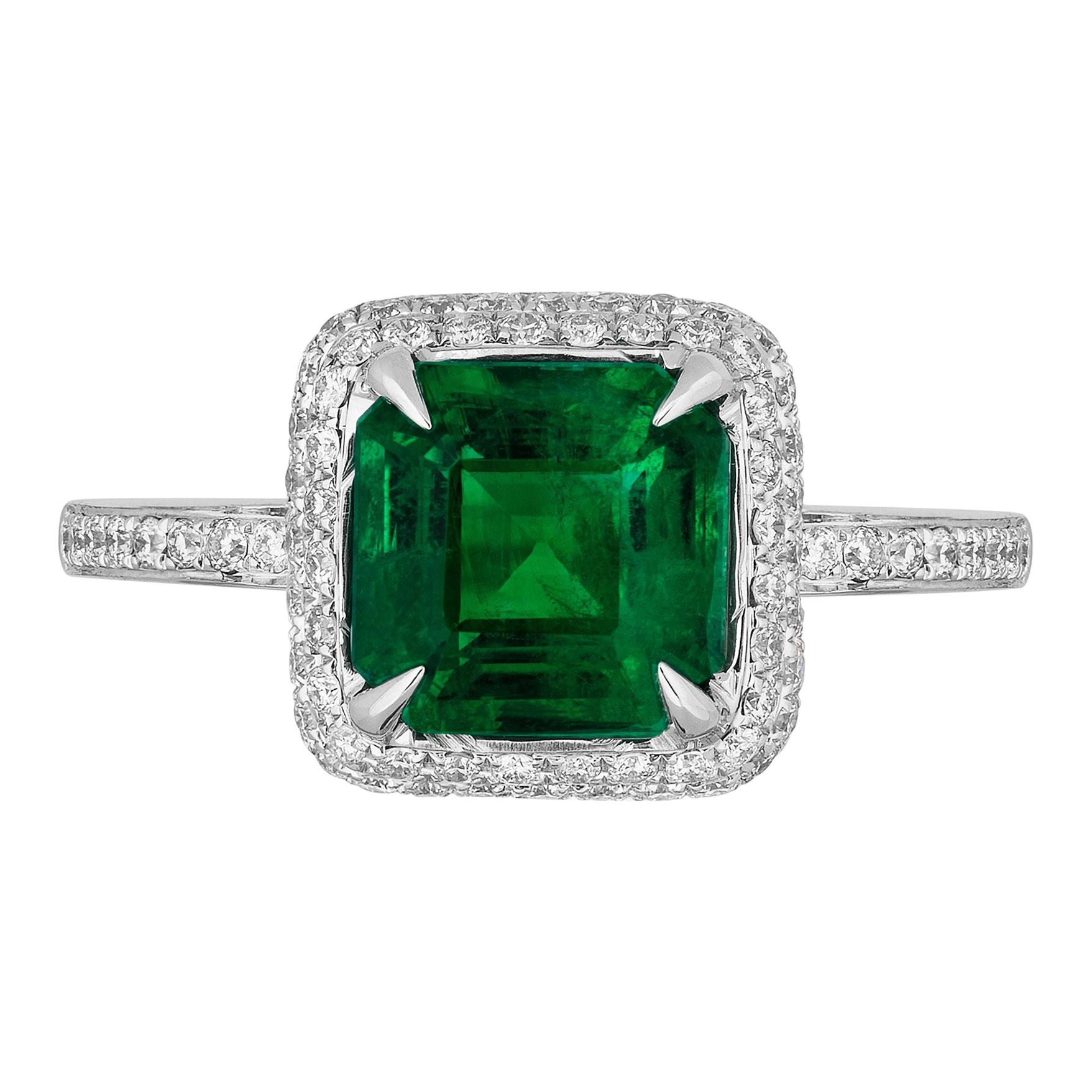 Emerald Diamond Cocktail Ring For Sale