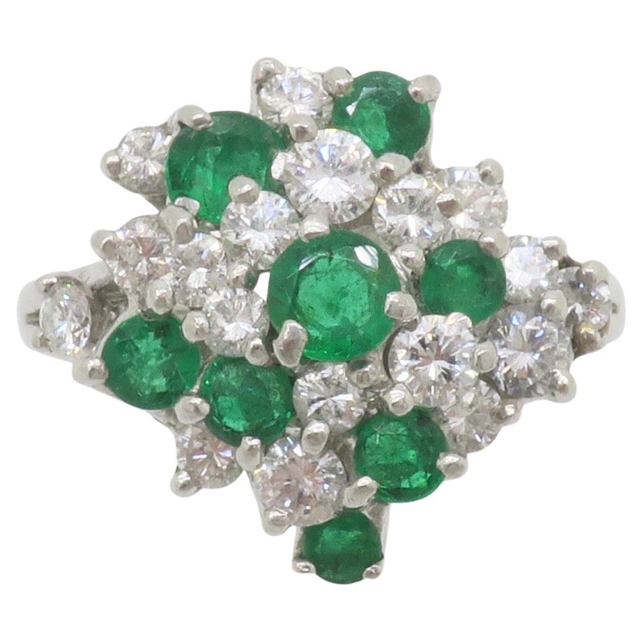 Emerald & Diamond Cocktail Ring in Platinum