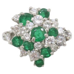 Emerald & Diamond Cocktail Ring in Platinum
