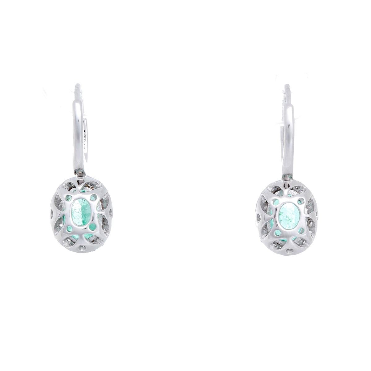 Women's  Emerald Diamond Dangle Earrings