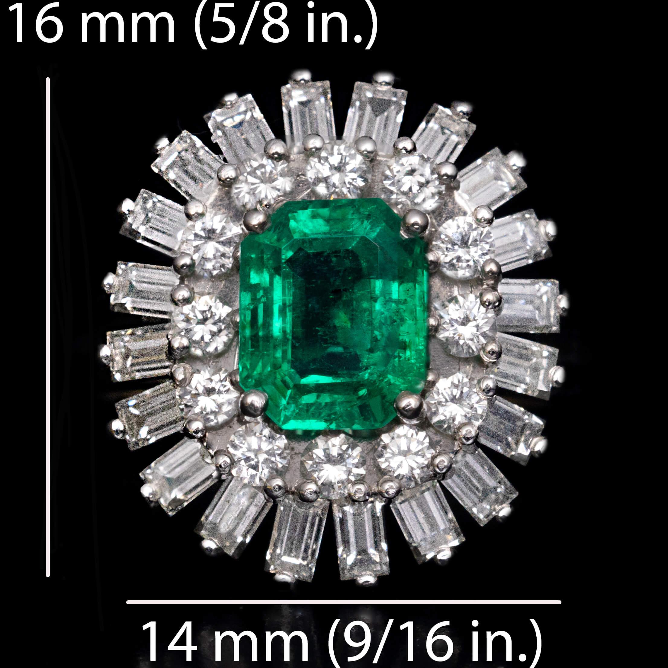 Emerald Diamond Double Halo Engagement Ring For Sale 1