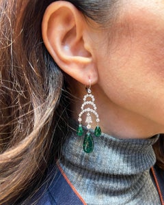 Spectra Fine Jewelry Emerald Diamond Romantic Chandelier Earrings