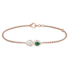 Emerald & Diamond Dual Tone Bracelet In 18 Karat Gold