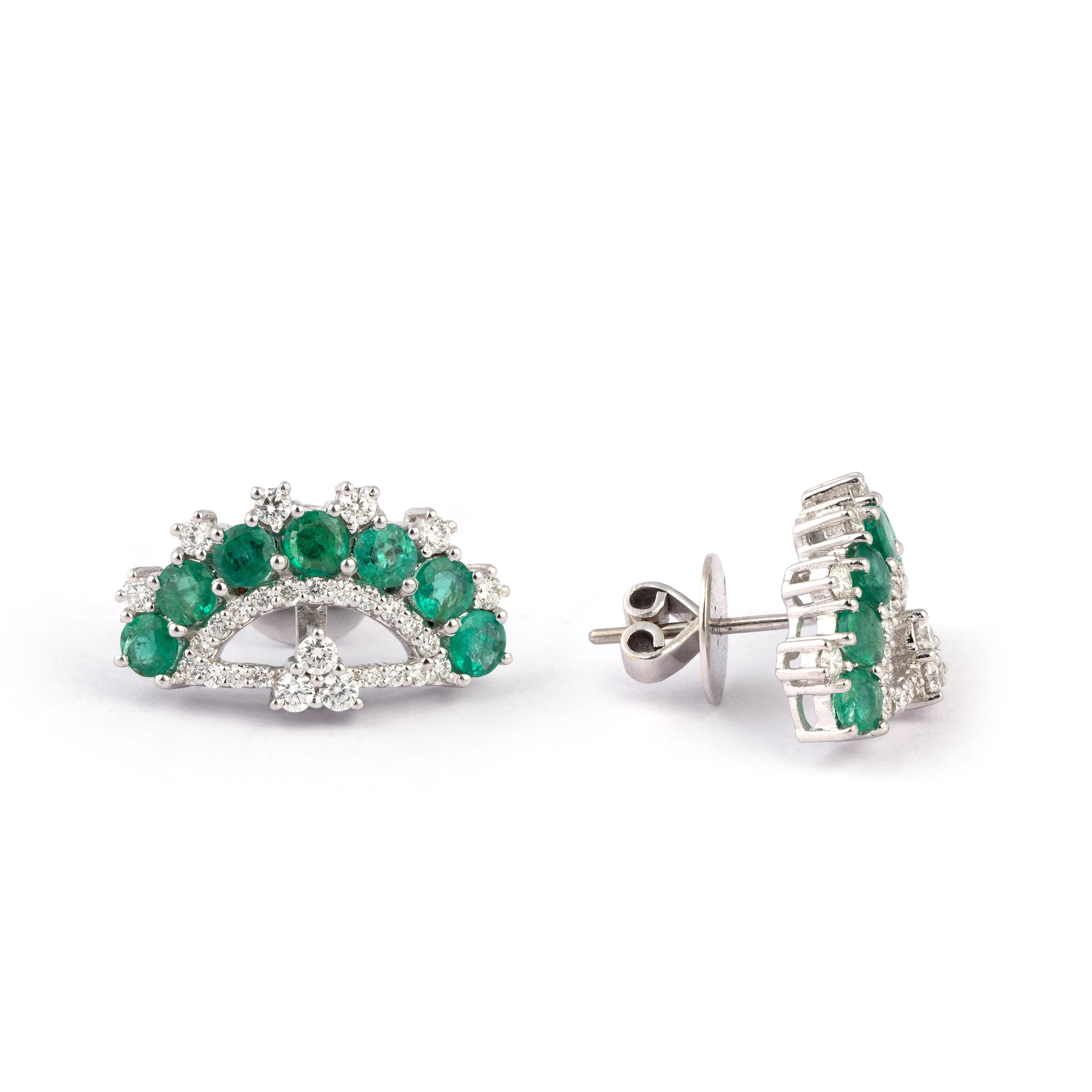 Emerald diamond gold 18k earring  