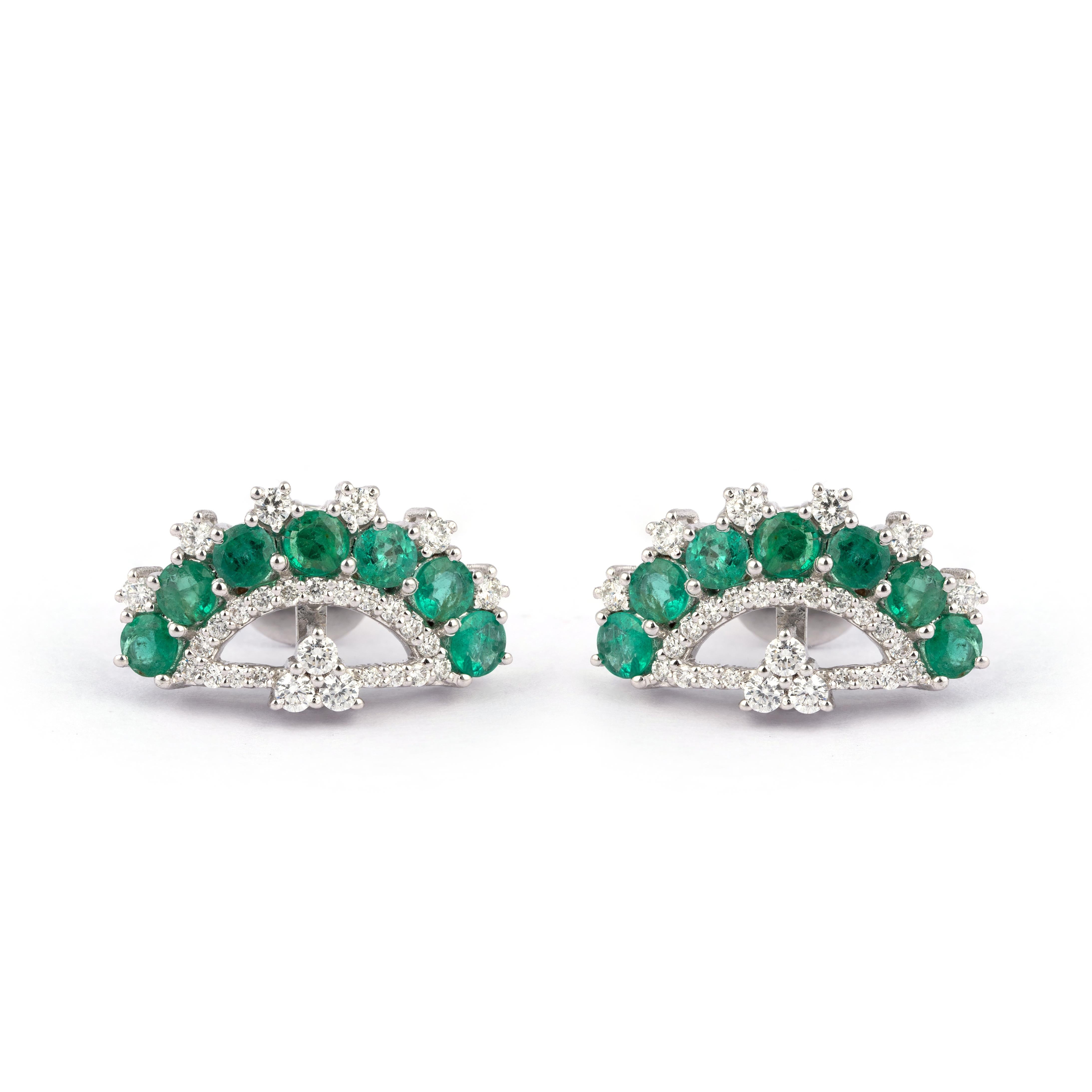 Women's 2.64cts Emerald & 1.03cts Diamond gold  Earring 