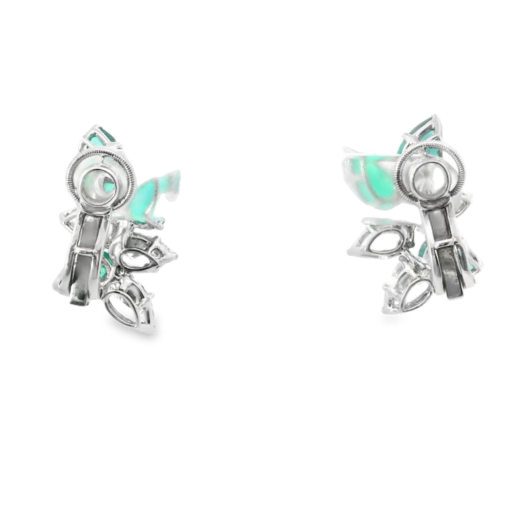 Pear Cut Emerald & Diamond Earrings by Harry Winston For Sale