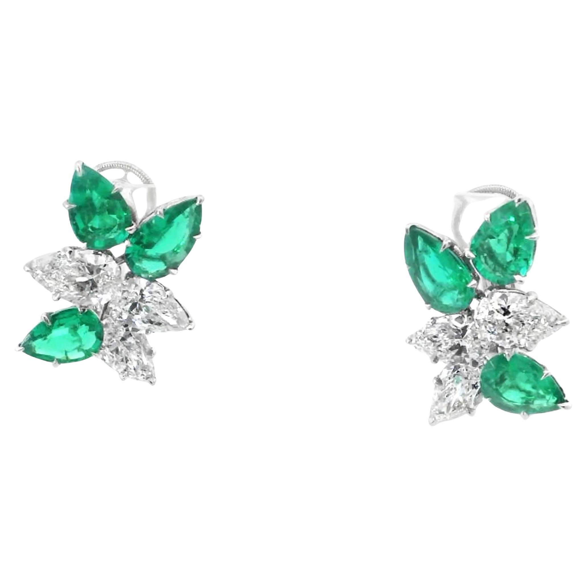 Emerald & Diamond Earrings by Harry Winston For Sale