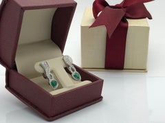 Emerald & Diamond earrings cocktail style earrings 18KT gold Long earrings
