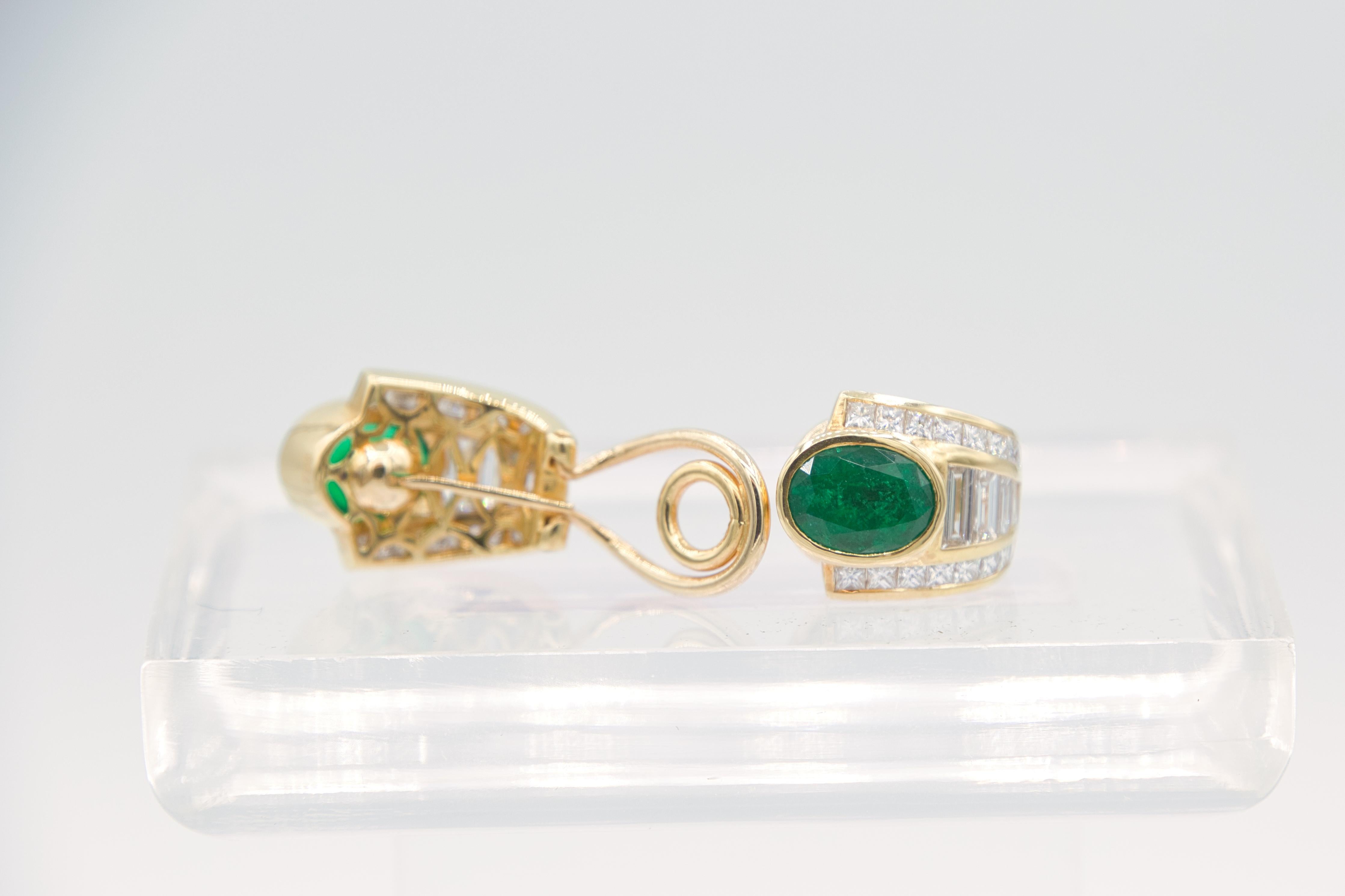 Orecchini con diamante smeraldo in vendita 3