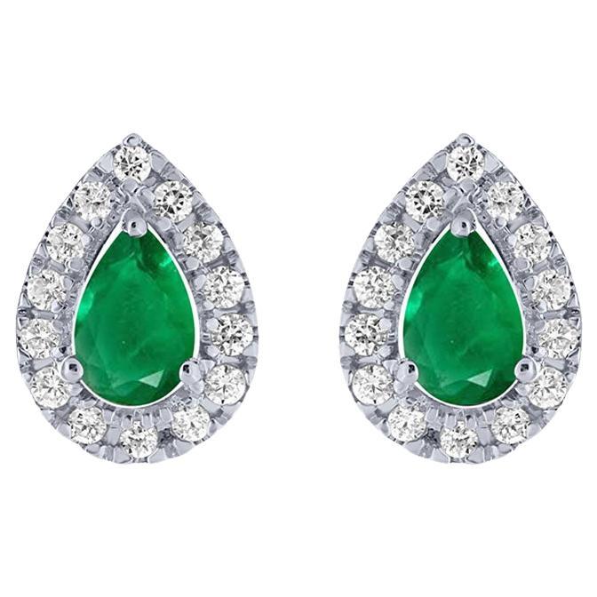 Emerald diamond earrings For Sale