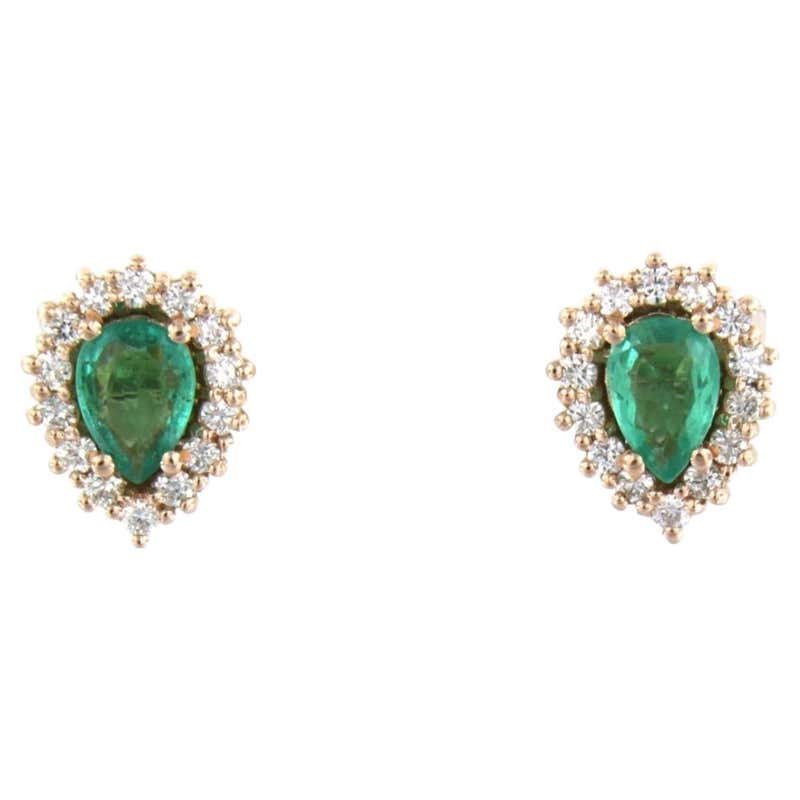 2.27 Carat Columbian Emerald Diamonds Earrings For Sale at 1stDibs