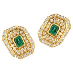 Retro Emerald & Diamond Earrings