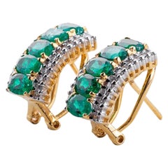 Emerald Diamond Earrings in 18 Karat Gold