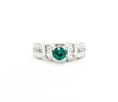 Emerald & Diamond Engagement Ring in Platinum