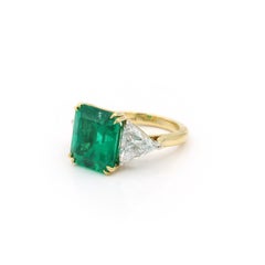 Emerald & Diamond Engagement Ring Platinum & 18k Yellow Gold