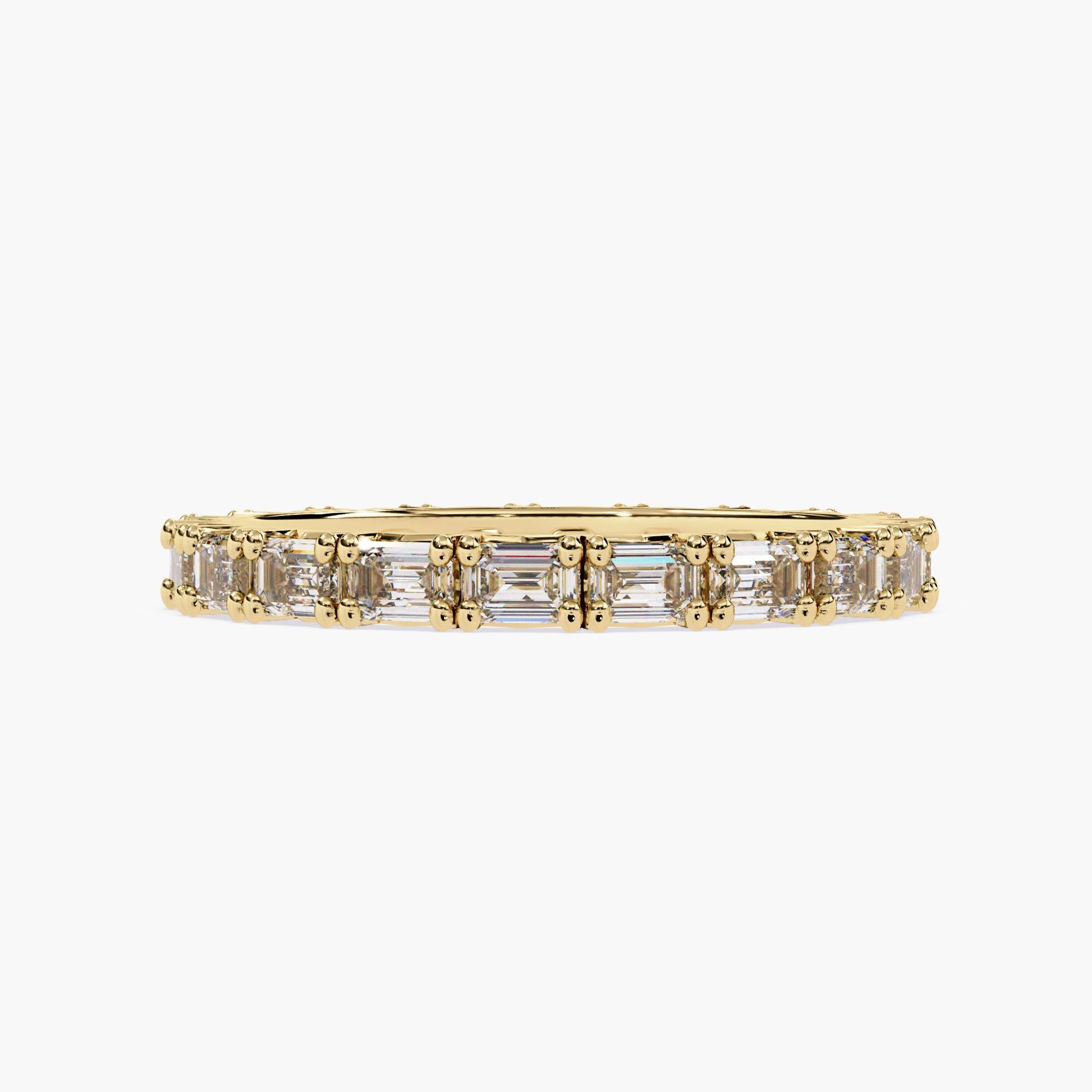 Contemporaneo Emerald Diamond Eternity Band, 10 pts VS2 FG East West Emerald Diamond Ring, 14K in vendita