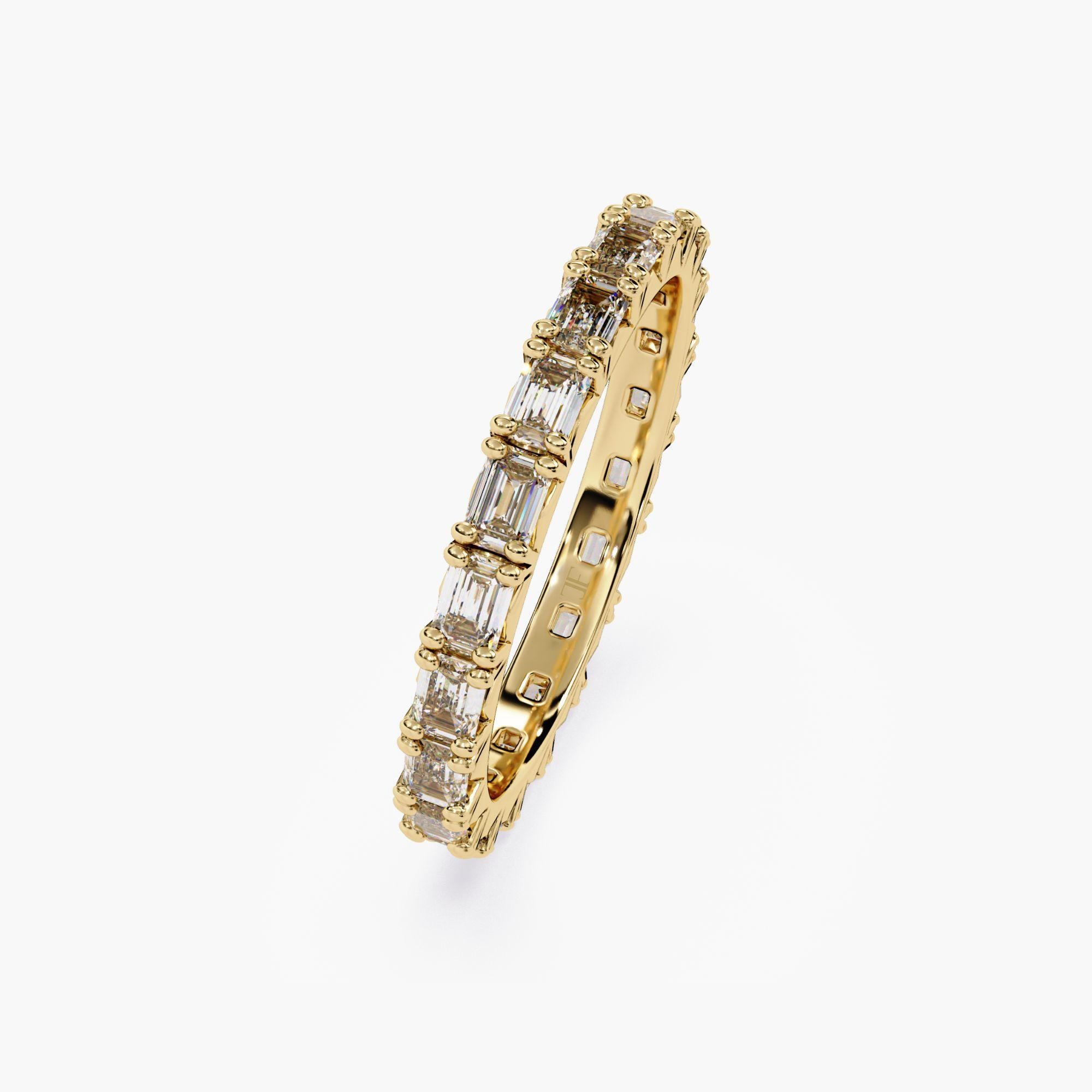 Taglio smeraldo Emerald Diamond Eternity Band, 10 pts VS2 FG East West Emerald Diamond Ring, 14K in vendita