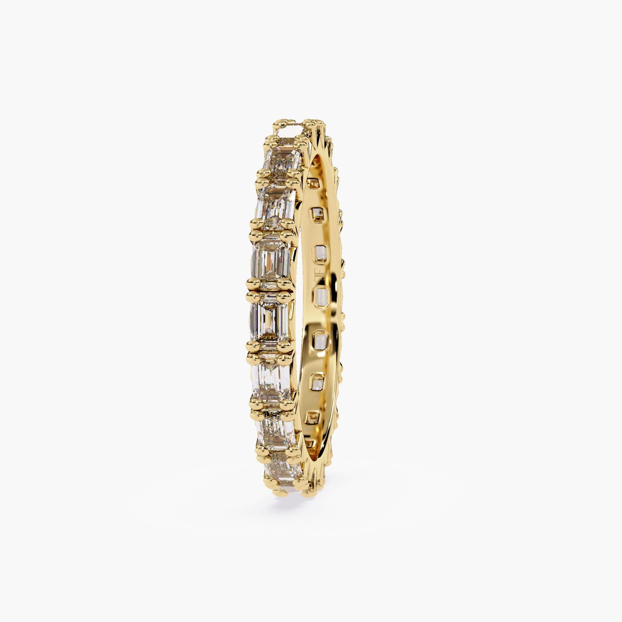 Emerald Diamond Eternity Band, 10 pts VS2 FG East West Emerald Diamond Ring, 14K In condizioni Nuovo in vendita a New York, NY