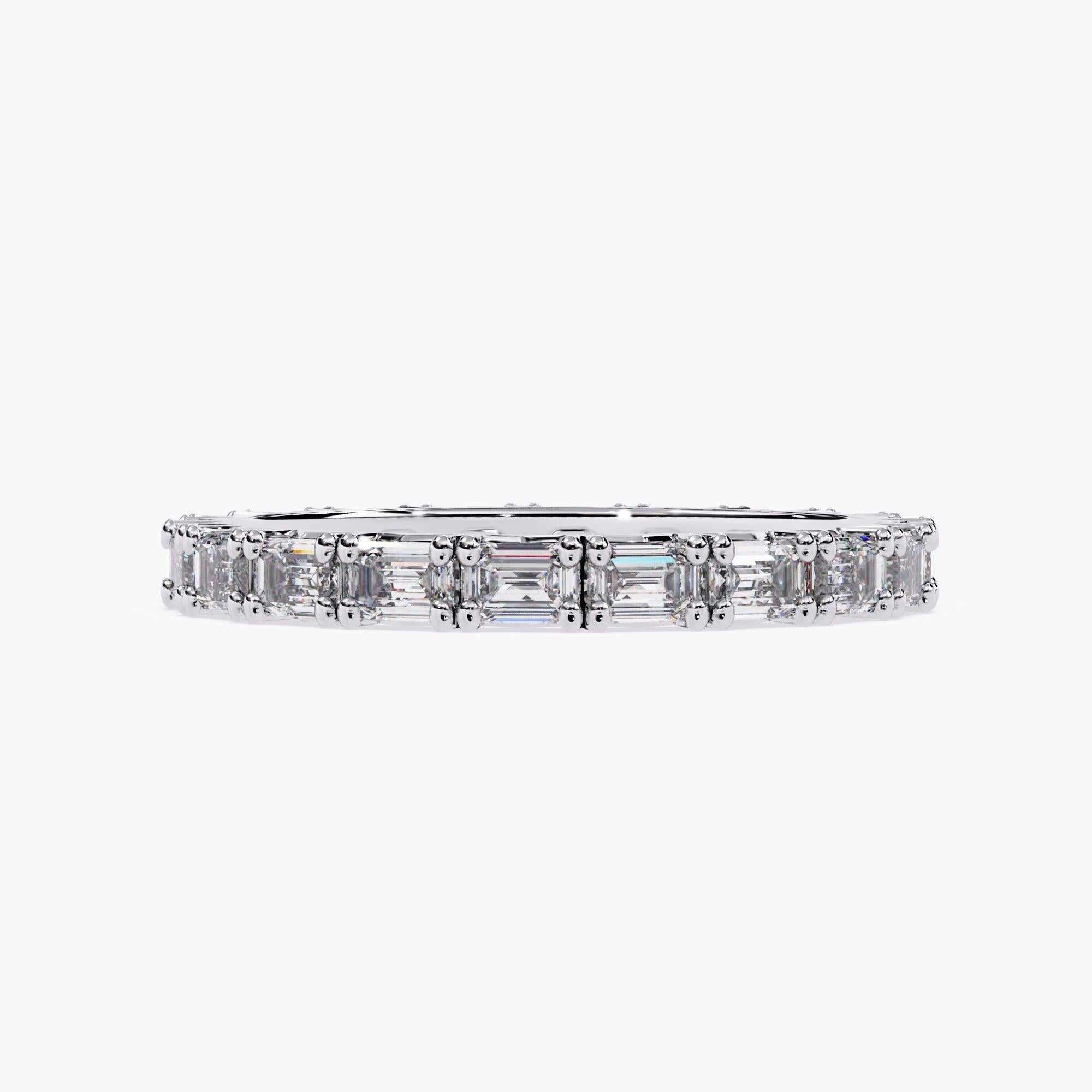 da uomo o donna Emerald Diamond Eternity Band, 10 pts VS2 FG East West Emerald Diamond Ring, 14K in vendita