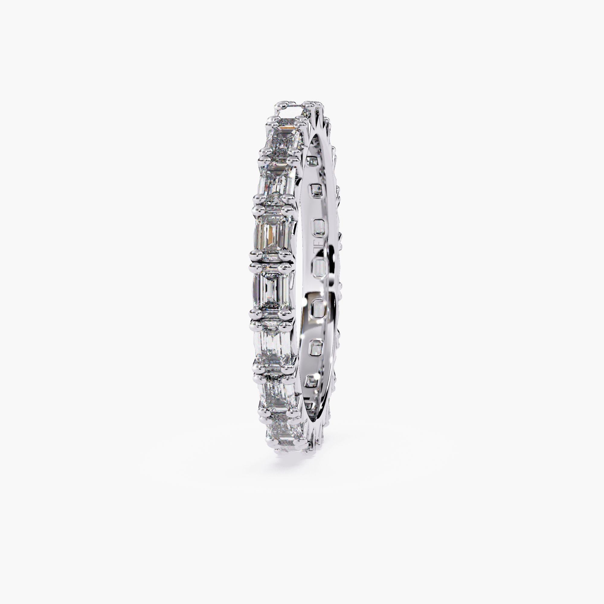 Emerald Diamond Eternity Band, 10 pts VS2 FG East West Emerald Diamond Ring, 14K in vendita 2