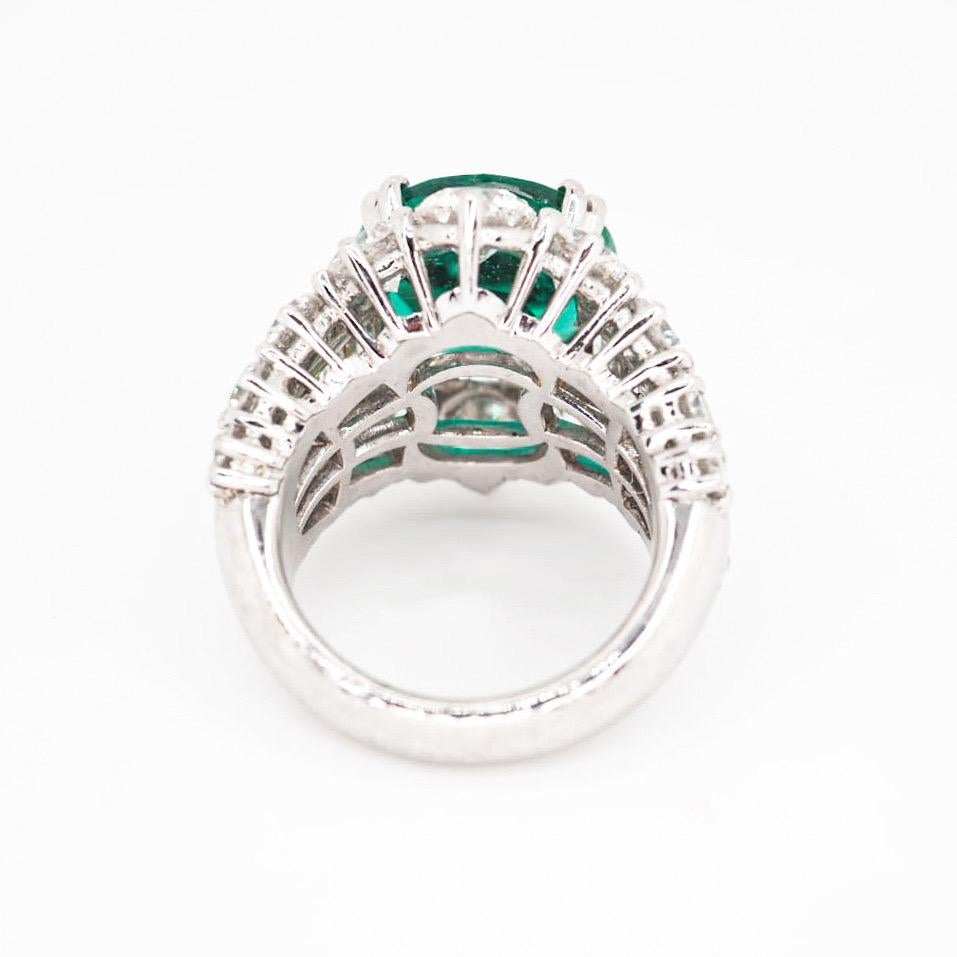 Mixed Cut Emerald Diamond Exclusive Platinum Ring For Sale