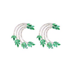Emerald Diamond Floral Ear Cuffs