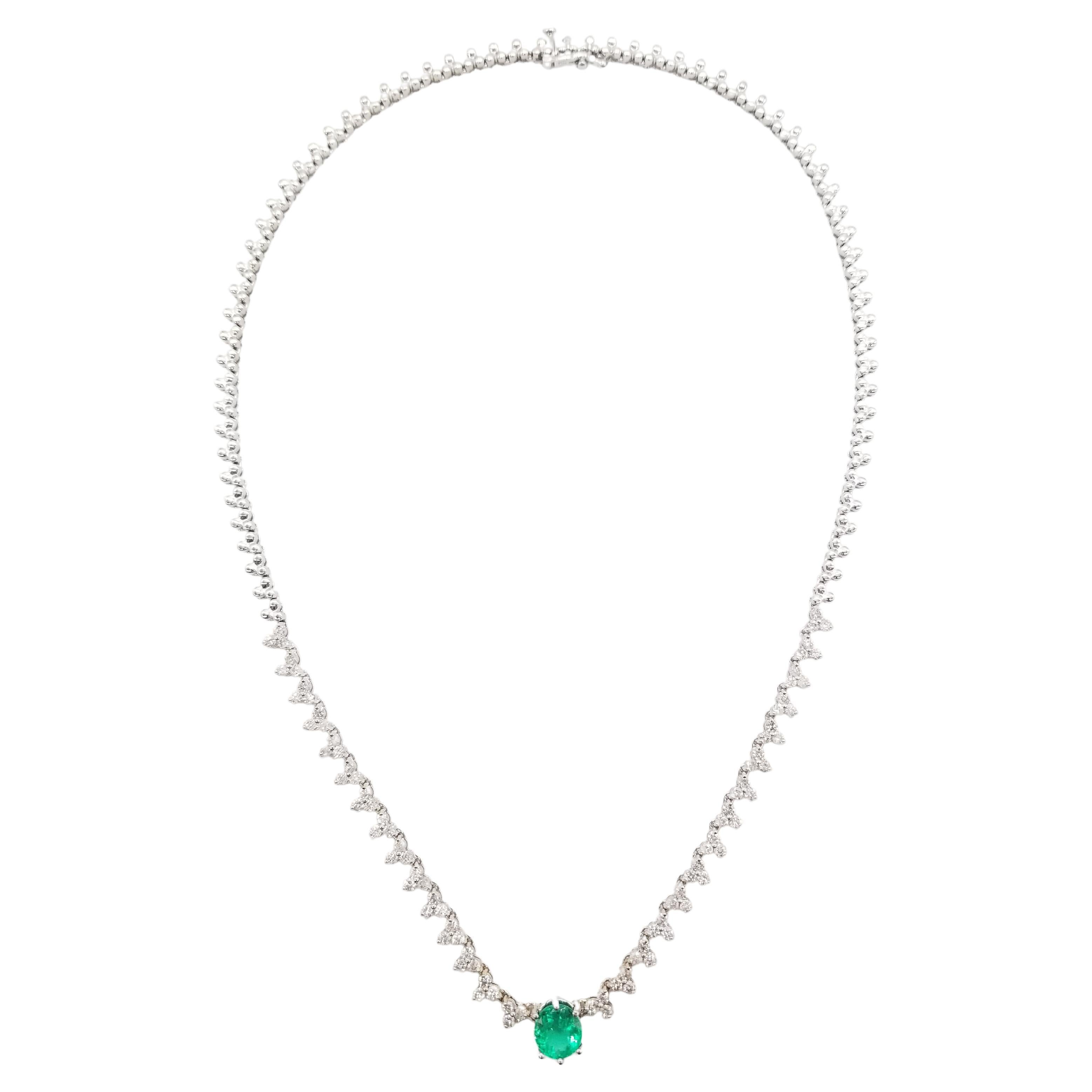 Emerald Diamond Tennis Necklace by Juliette Wooten Yellow Gold For Sale at 1stDibs emerald