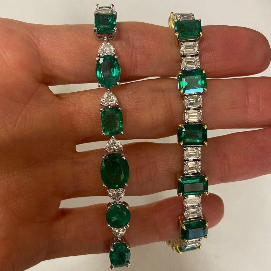 Emerald & Diamond GIA Bracelet, 24.15 Carats In New Condition For Sale In New York, NY