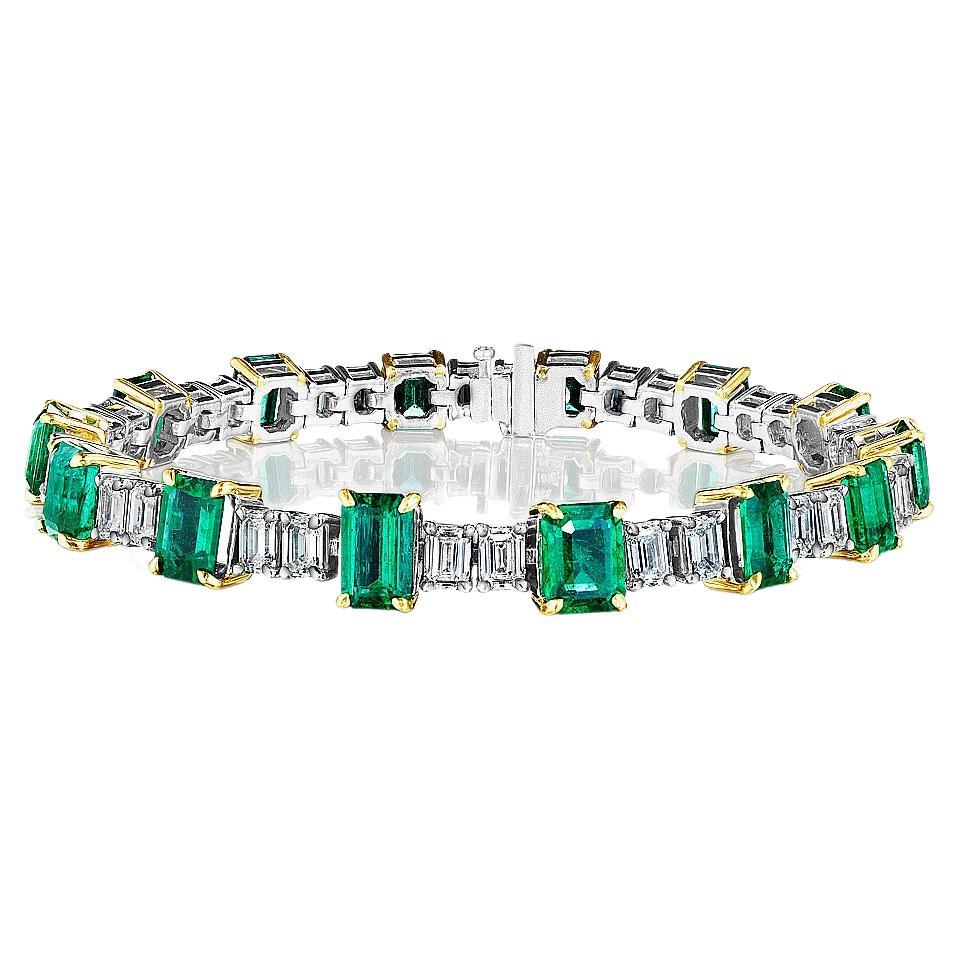 Emerald & Diamond GIA Bracelet, 24.15 Carats For Sale
