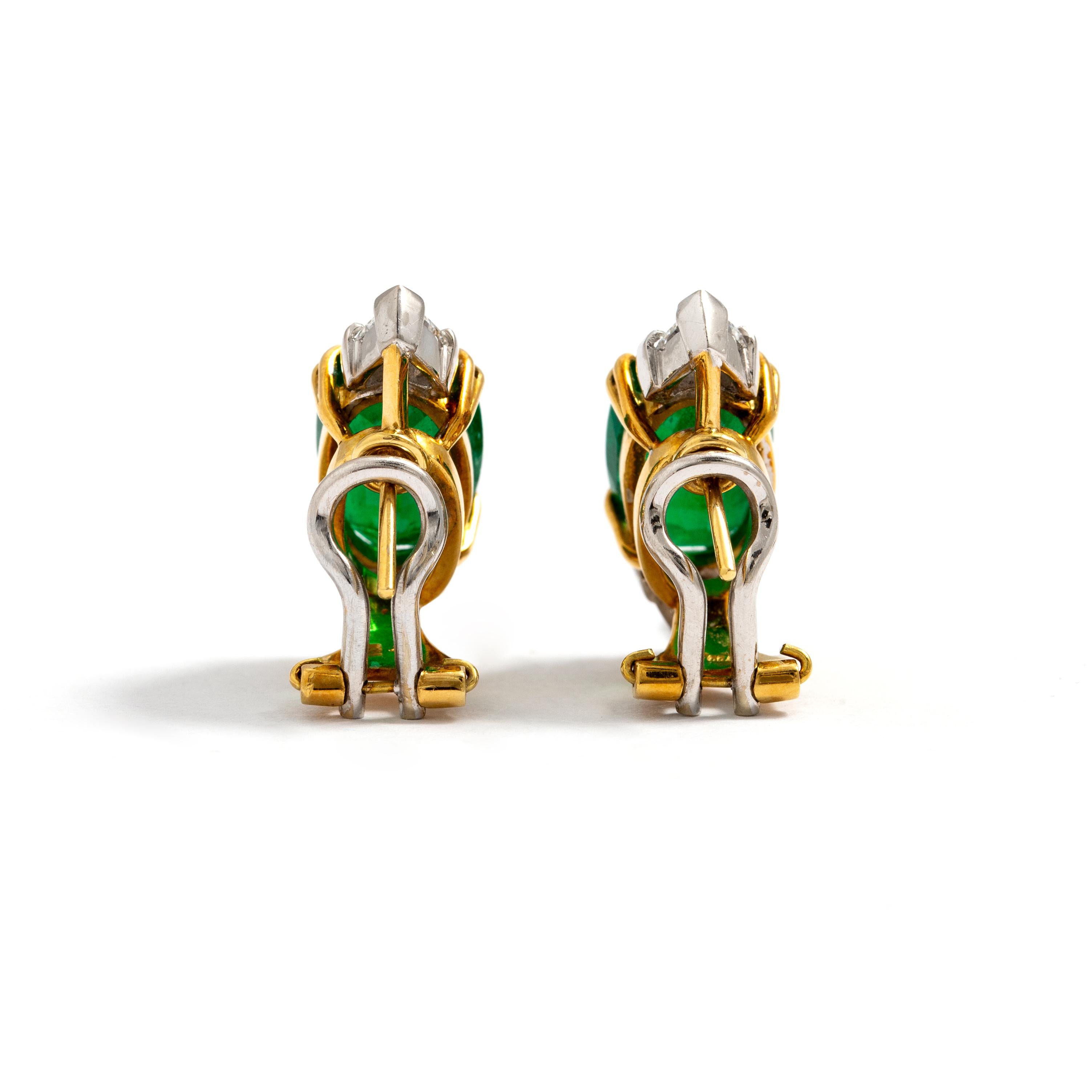 Smaragd Diamant Gold 18K Ohrringe im Angebot 3