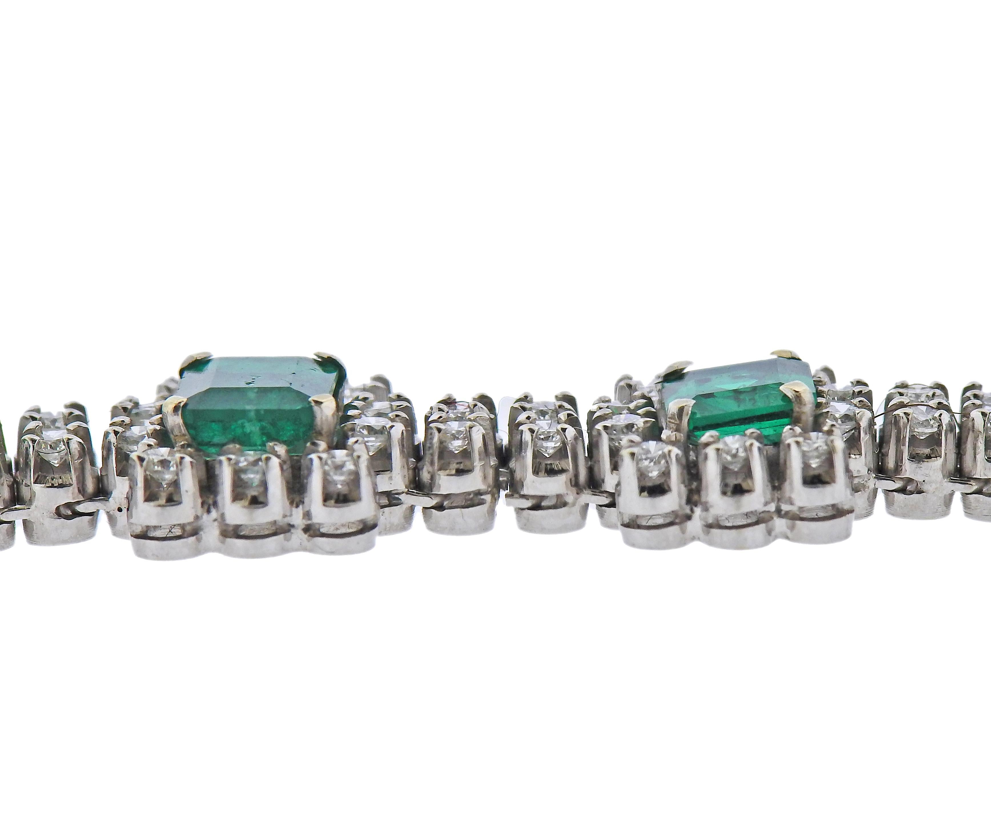 Emerald Cut Emerald Diamond Gold Bracelet