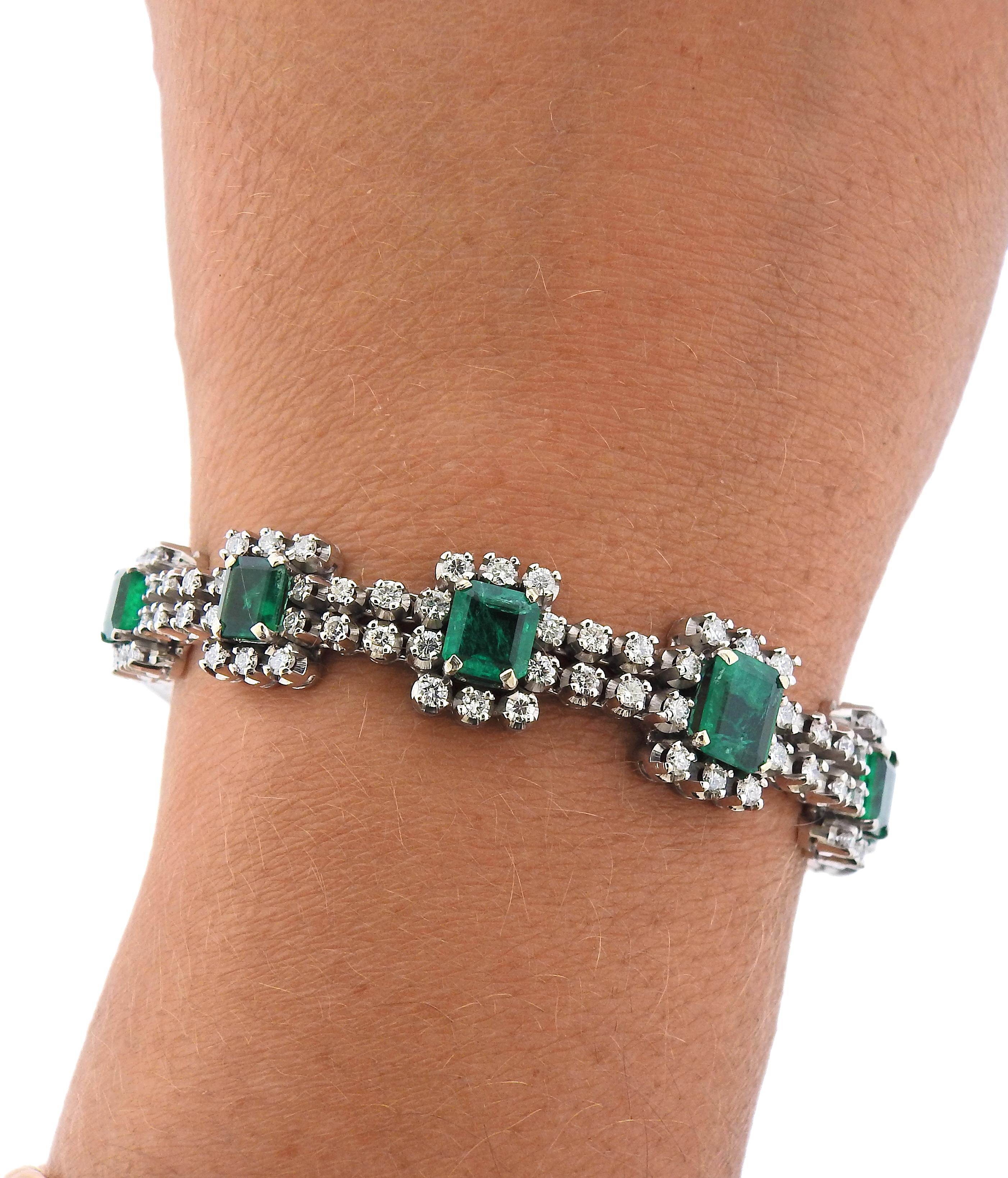 Emerald Diamond Gold Bracelet In Excellent Condition In New York, NY