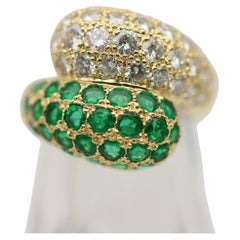 Emerald Diamond Gold Bypass Ring