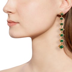 Emerald Diamond Gold Chandelier Earrings