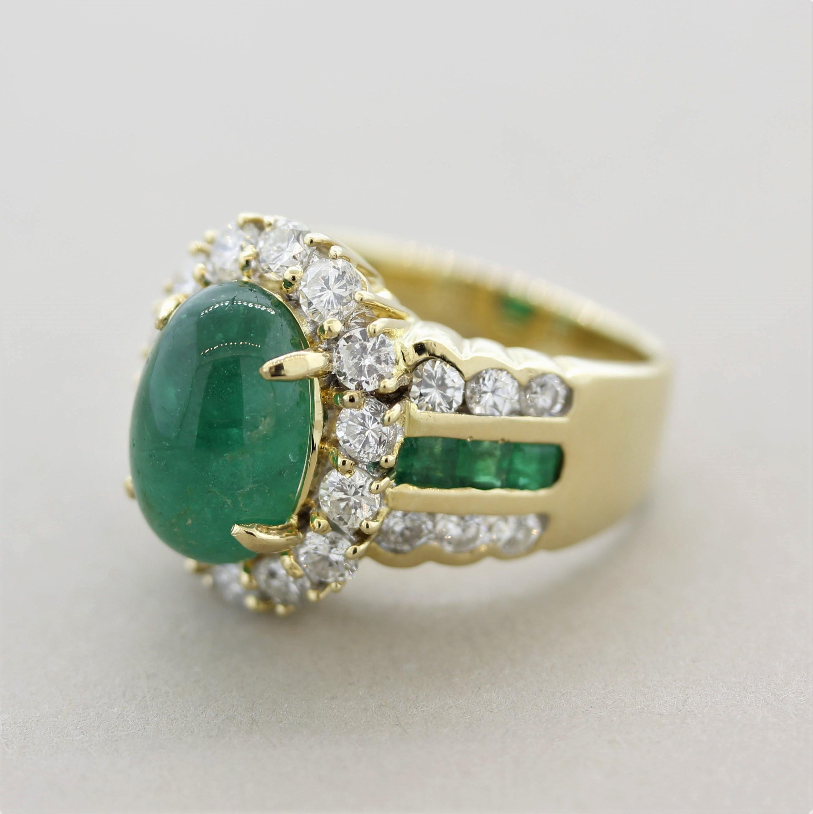 Mixed Cut Emerald Diamond Gold Cocktail Ring For Sale