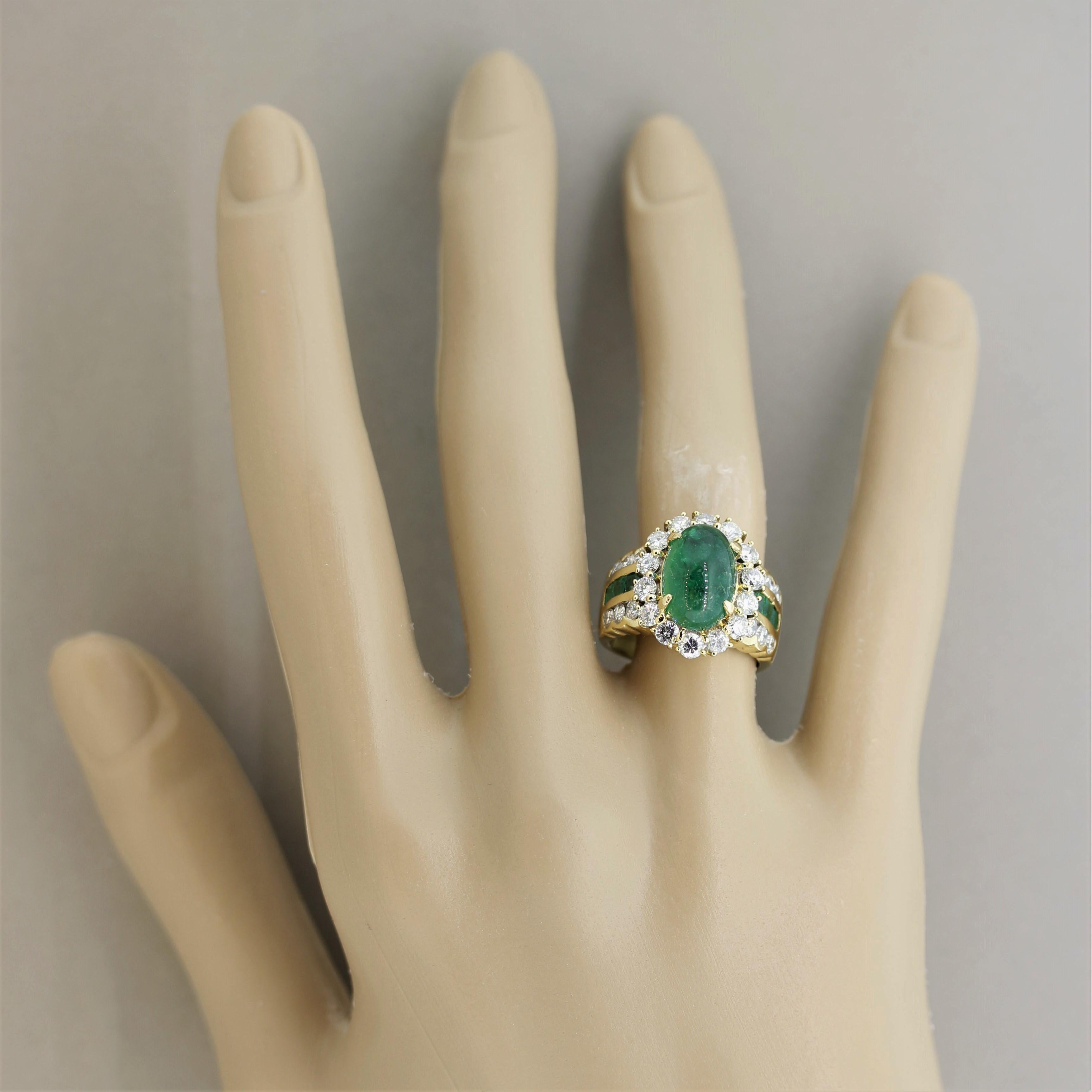 Emerald Diamond Gold Cocktail Ring For Sale 1