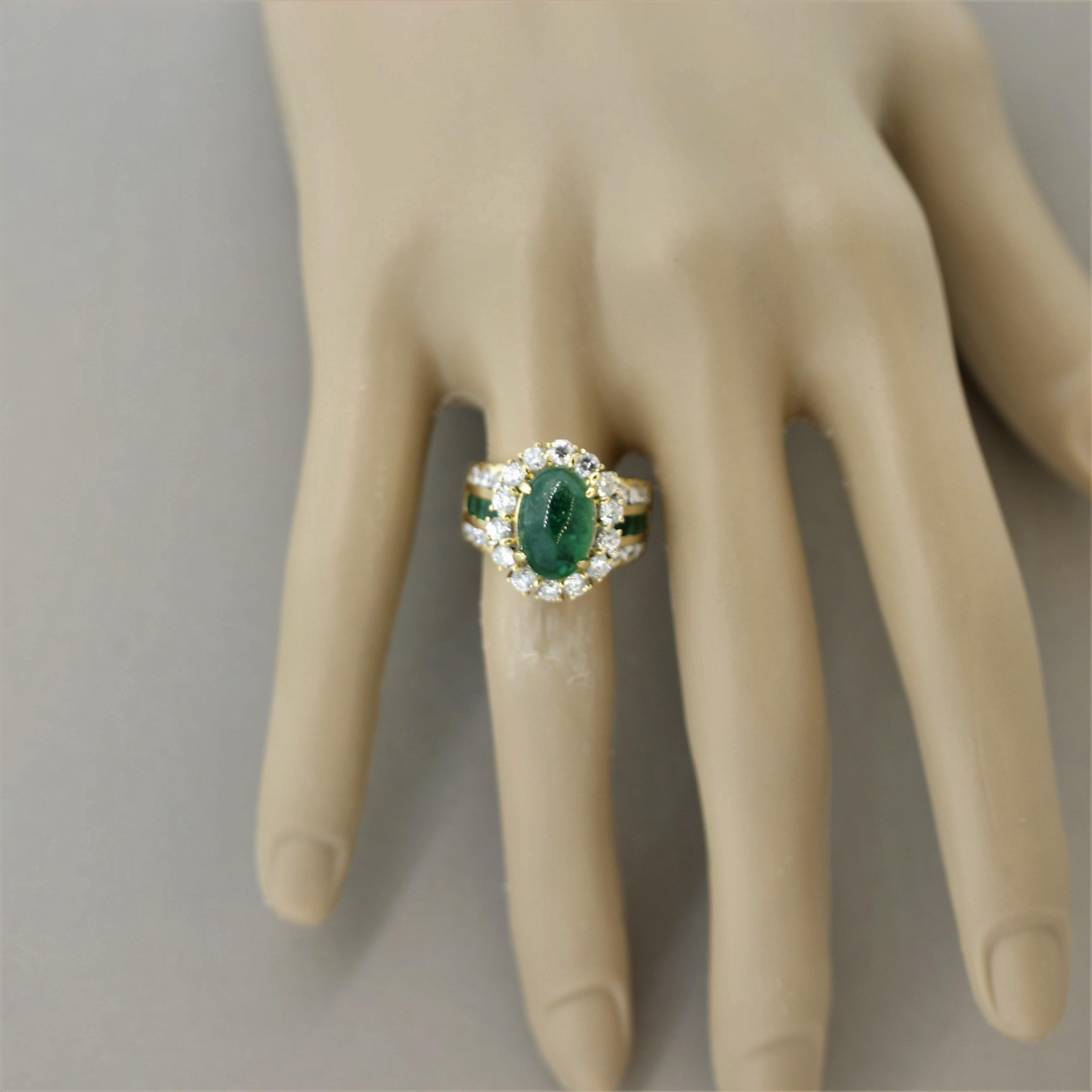 Emerald Diamond Gold Cocktail Ring For Sale 2