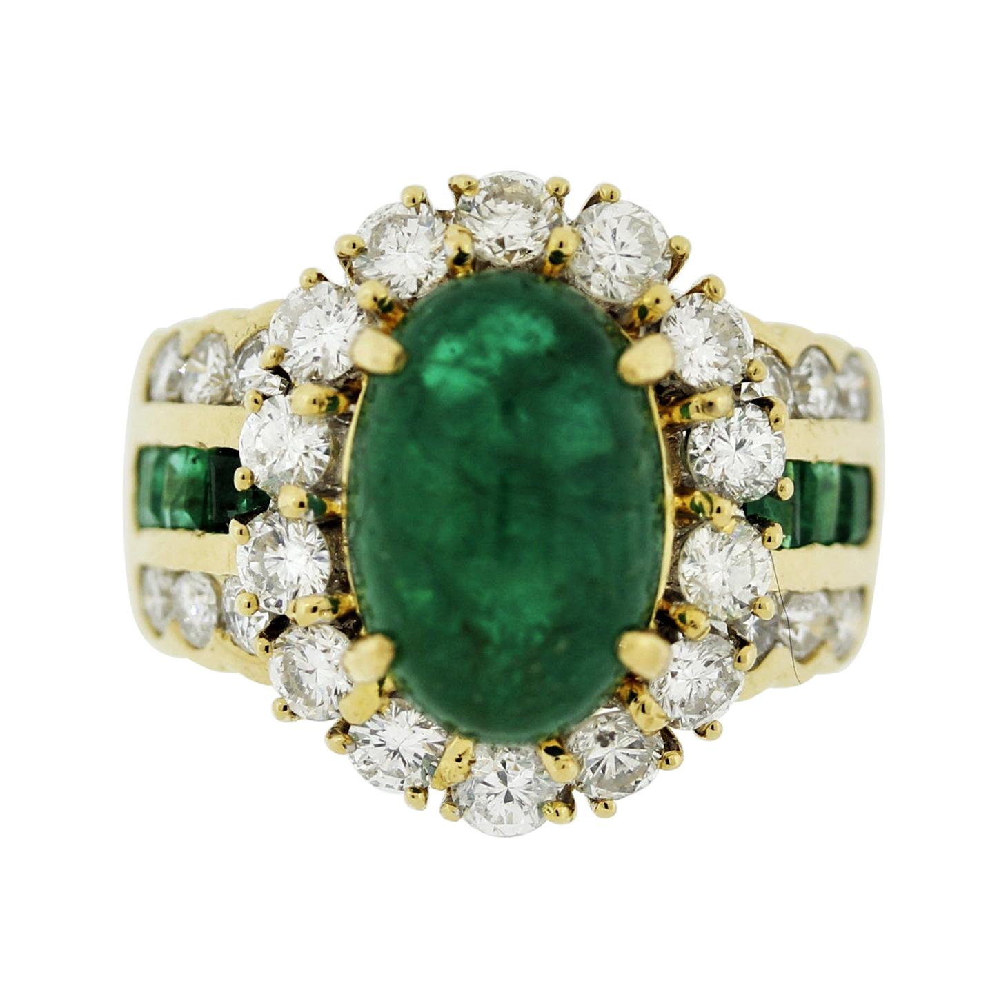Emerald Diamond Gold Cocktail Ring For Sale