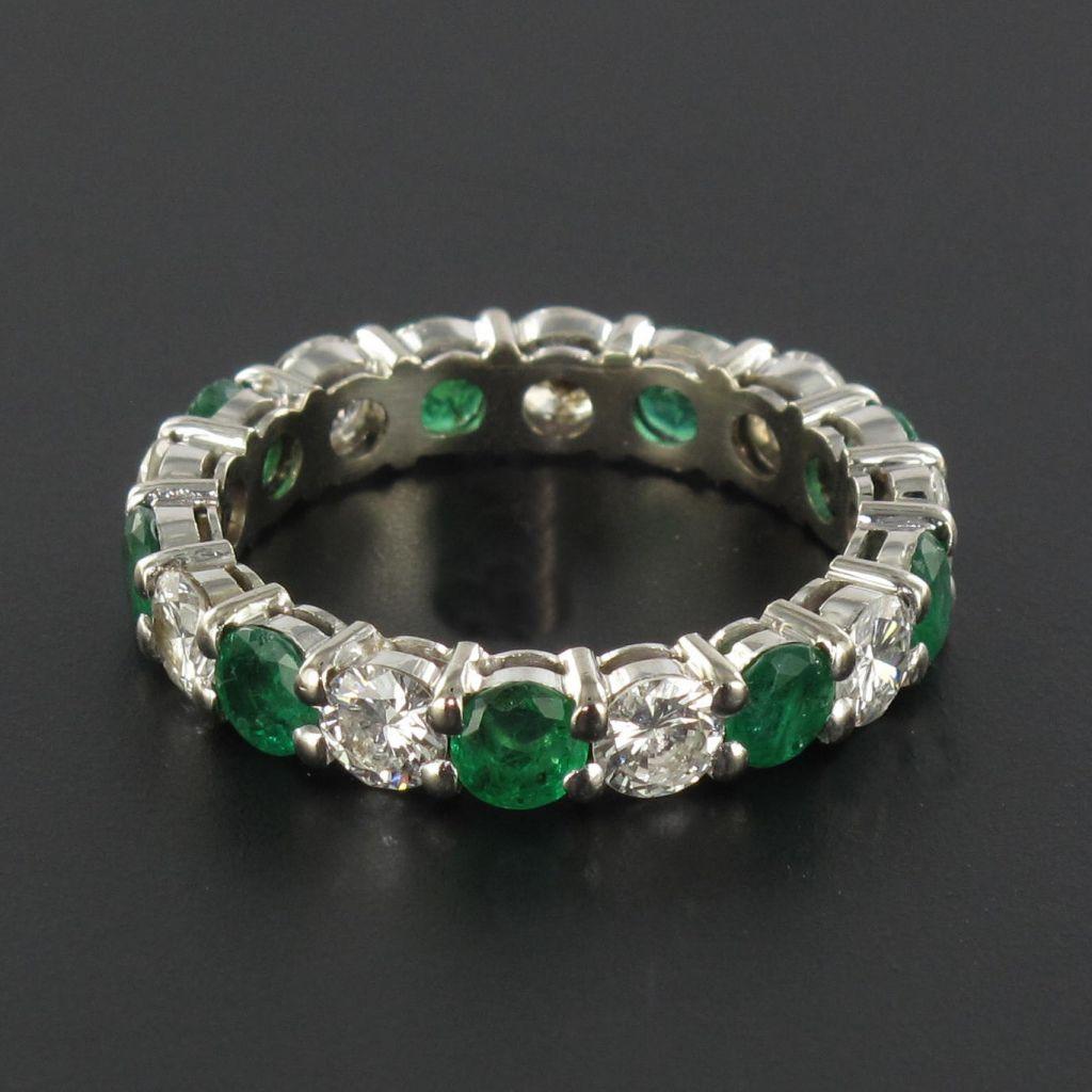 Emerald Diamond Gold Eternity Ring For Sale at 1stDibs | emerald and ...