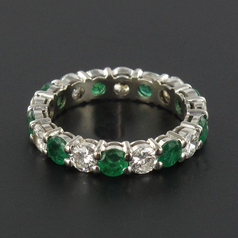 Emerald Diamond Gold Eternity Ring For Sale at 1stDibs | emerald and ...