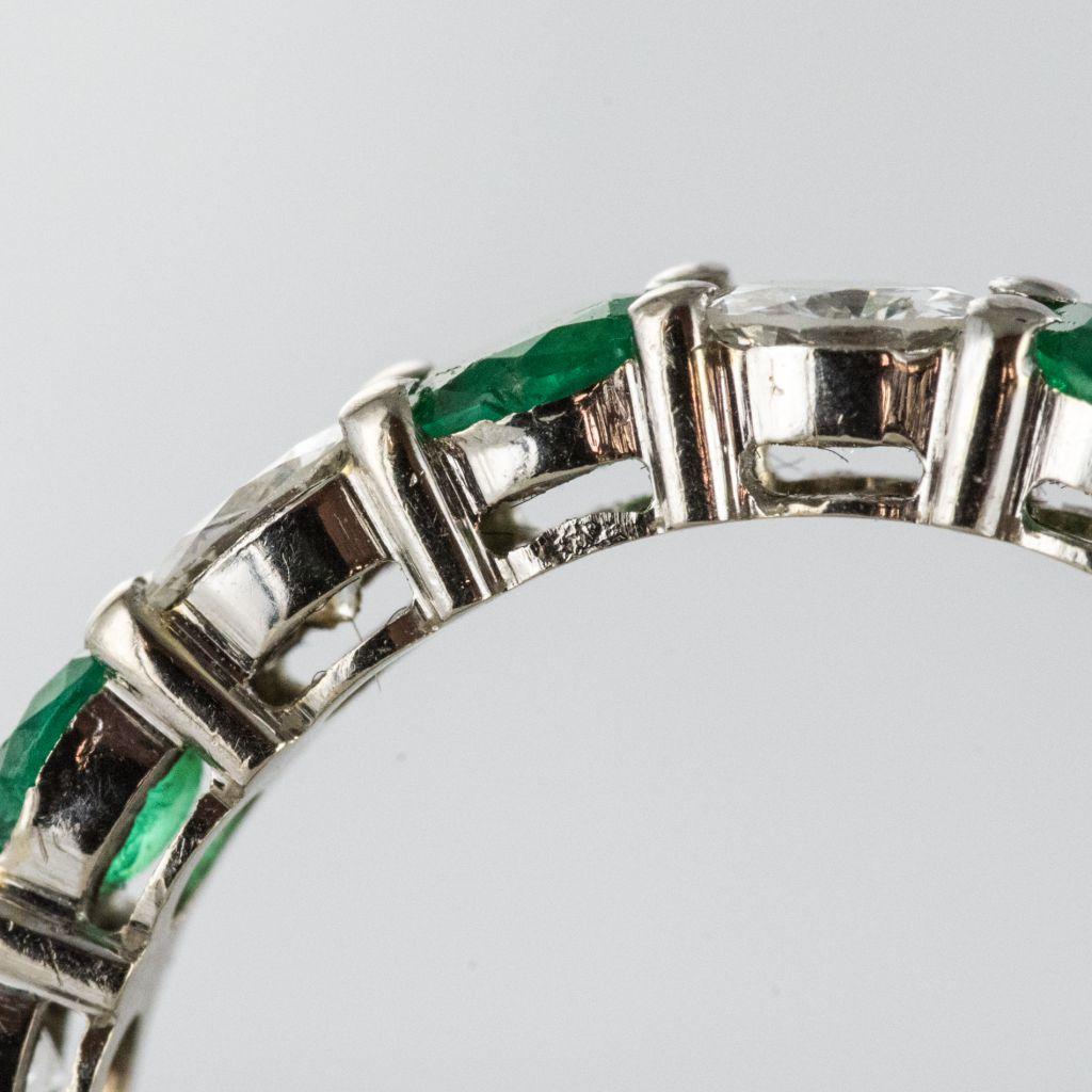 Emerald Diamond Gold Eternity Ring For Sale 6