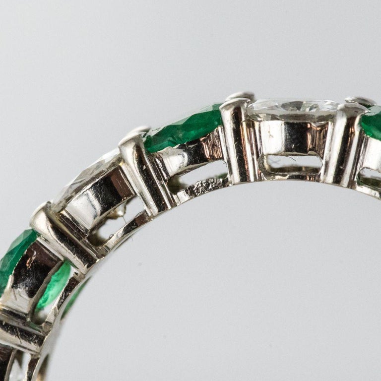 Emerald Diamond Gold Eternity Ring For Sale 8
