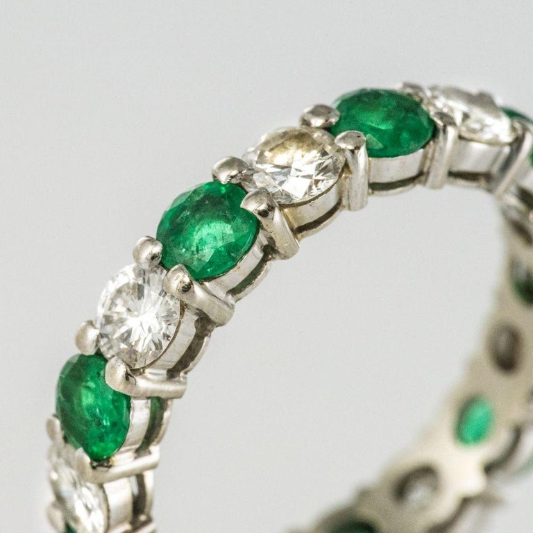 Brilliant Cut Emerald Diamond Gold Eternity Ring For Sale